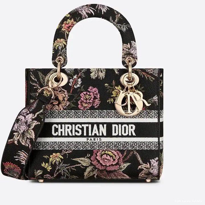 Bag Black Motif Lady Medium Botanique Jardin Canvass D-lite 0418 Luxury